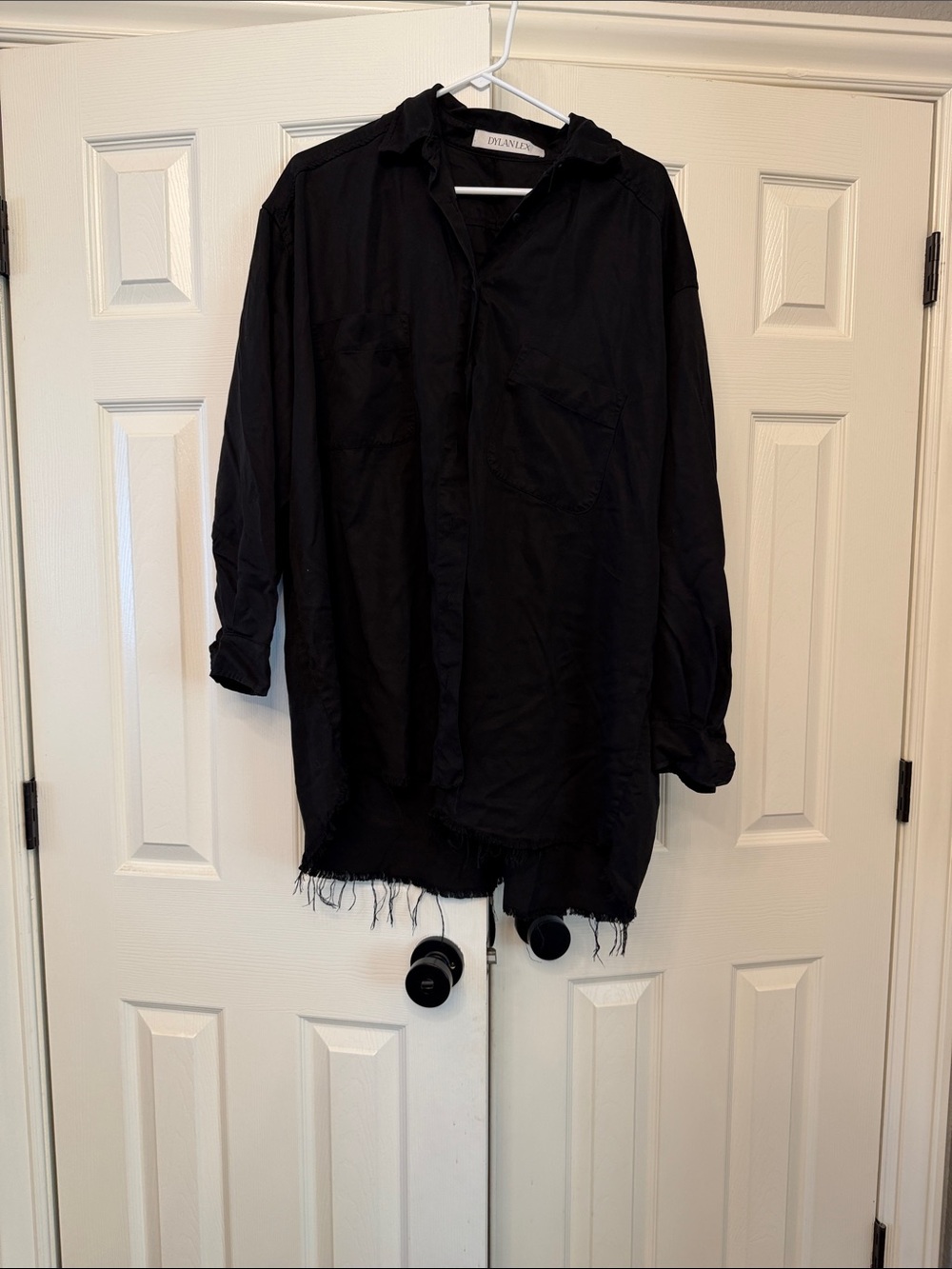 dylanlex Black Lightweight Oversized Shirt with Raw Hem